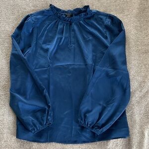 Ann Taylor Factory Royal Blue Ruffle Collar Blouse
